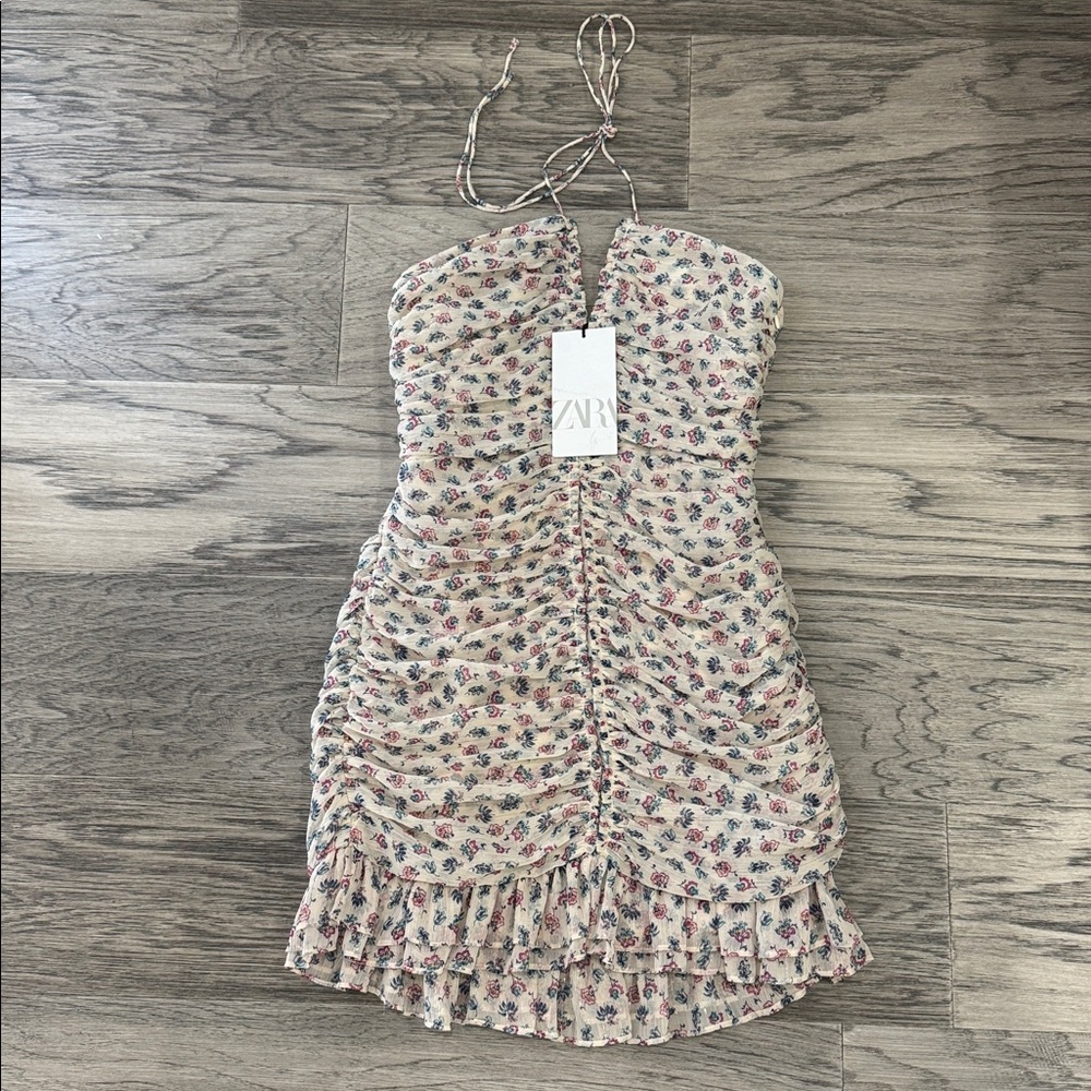 Zara Multicolor Floral Ruched Dress